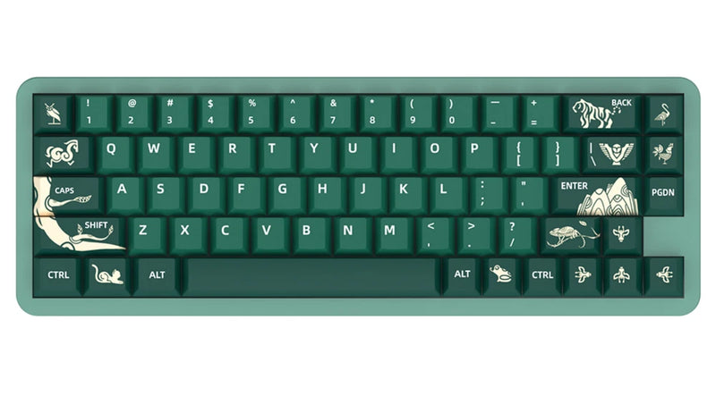 Japanese Wave Green PBT Keycaps Set 138 Keys Cherry Profile Dye Sub Mechanic MX Model