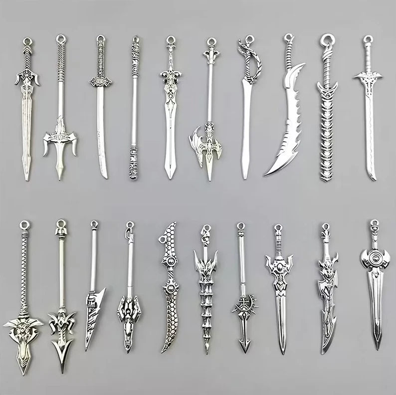 20pcs Mixed Sword Knife Dagger Weapon Pendants Lot Zinc Alloy Jewelry Crafts DIY Charms