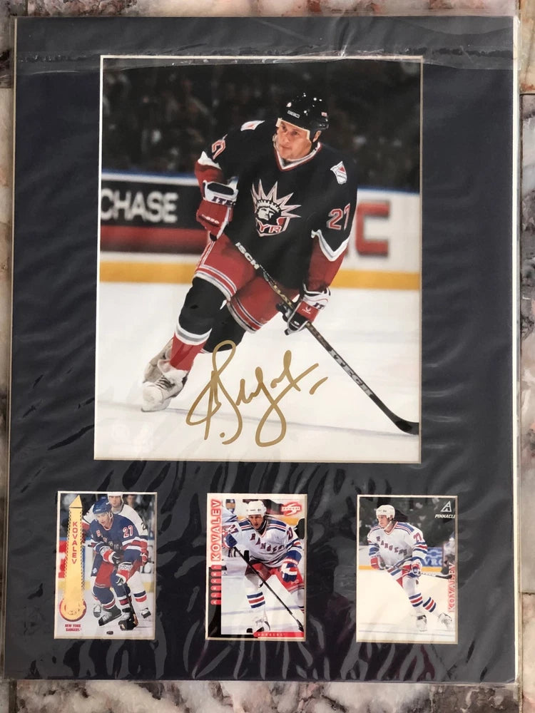 Alexei Kovalev Autographed New York Rangers Signed Photo Matted 16 x12 Board Model