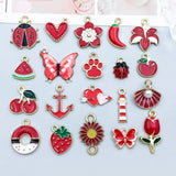 BULK 40Pcs Red Mixed Charms DIY Jewelry Making Pendants Enamel Drip Charms