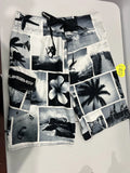 Quicksilver Photo Collage Print Swim Board Shorts Black White Size 32 Model