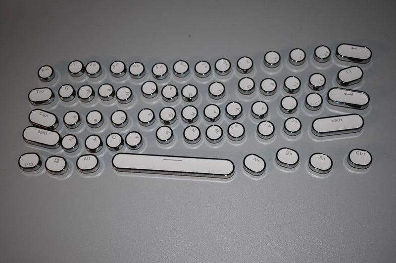 Set 61 Keycaps for Gaming Keyboard Ducky One 2 Mini Razer - White Round Punk Model