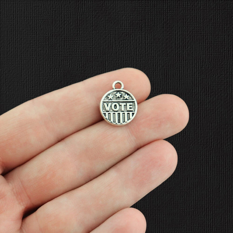 BULK 25 Vote Charms Antique Silver Tone - SC576 Charms