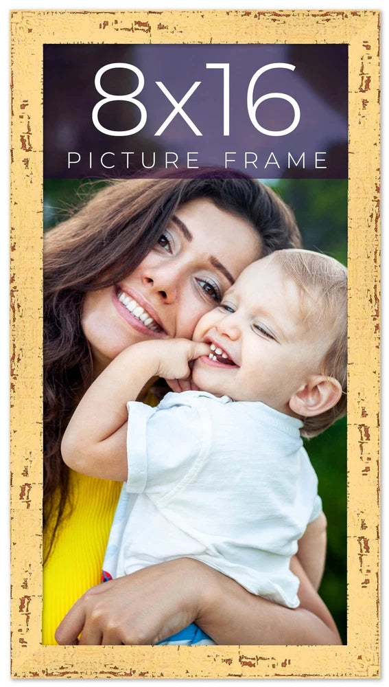 8x16 Frame Yellow Real Wood Picture Frame Width 1.25 inches | Interior Frame Dep Model