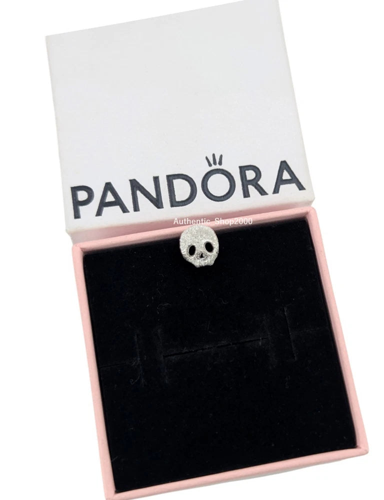 New 100% Authentic PANDORA 925 Ale Shining Textured Skull Mini Charm 794040C00 Charms