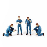 1/18 4Pcs Diorama Car Mechanic Repairman Scene Miniature Figure Resin Model Doll Model