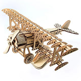 3D DIY Wooden Puzzle Airplane Biplane Model Mechanical Model Kit Toy Gif Model