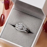 3Ct Round Cut Moissanite Bridal Set Gorgeous Wedding Ring 14K White Gold Plated Charms