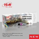 ICM 3032 Acrylic paint set for WWII German tank crew Grey Red Brown Green Black Model