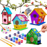 4 Pack Bird House Craft Kit, DIY Birdhouse for Kids to Build & Paint Model