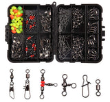 JSHANMEI 140pcs Fishing Swivels Snaps Kit 6 Types High Strength Model