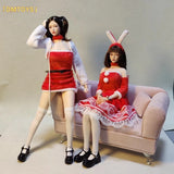 DMTOYS 1/6 Female Red And White Dress Set Model For 12