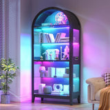 Minifigures Display Case 5 Tier Arched RGB LED Light Figure Car Shelf Cabinet Model