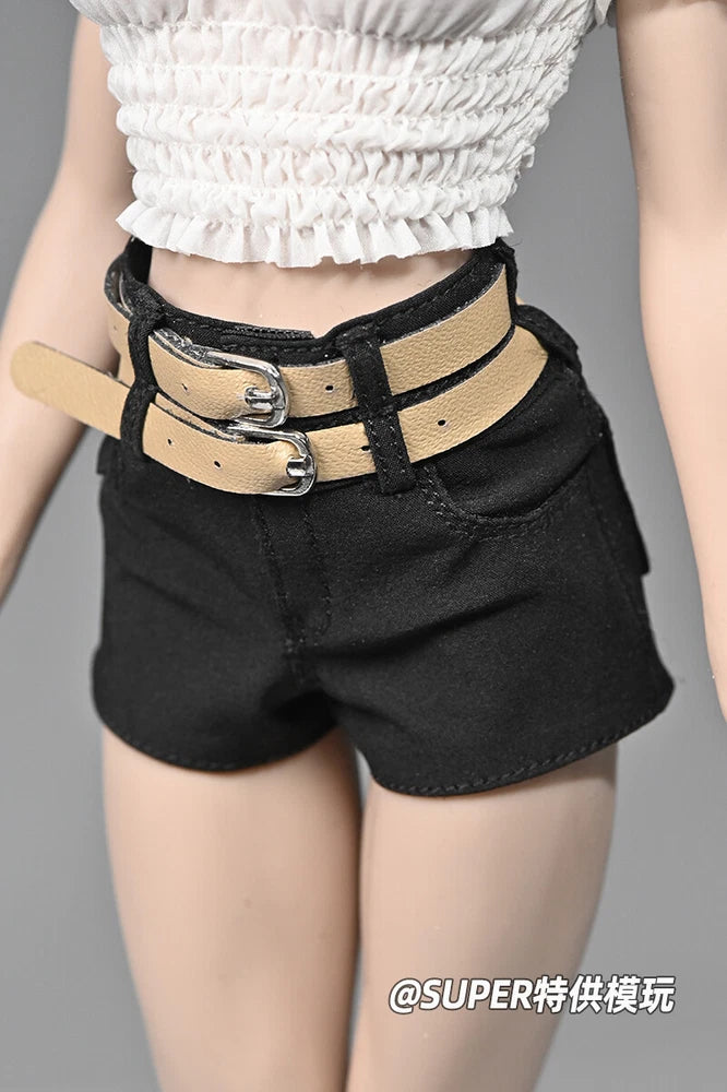1:6 Black Shorts Pants Two Belt Model For 12inch Female PH TBL Figure Body Dolls Model