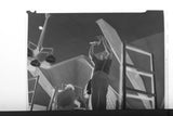 (1) B&W Press Photo Negative Men Working Ladders Hammering Board Ceiling T3796 Model