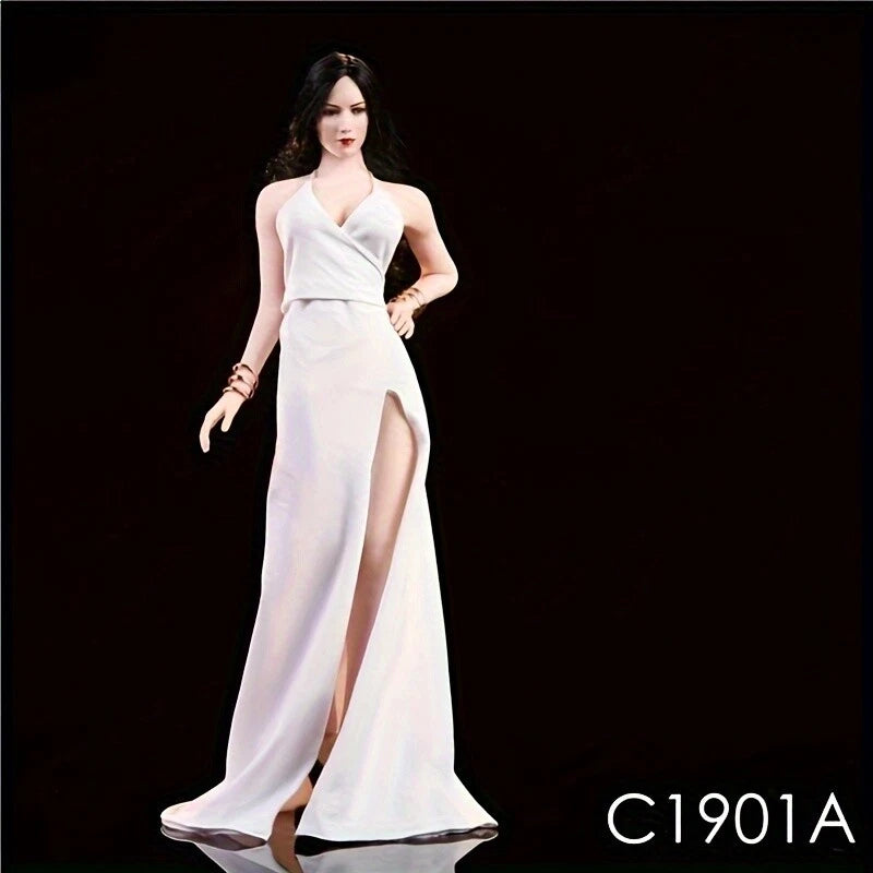 1/6 White Carpet Evening Dress Long Skirts Princess Dress Model for 12" Figure Model