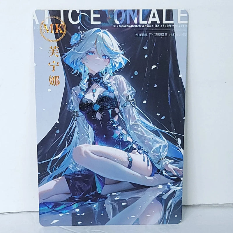 Furina Blue Dress Premium Waifu Card Anime Girl Wall Art Oversized Board A5 Model