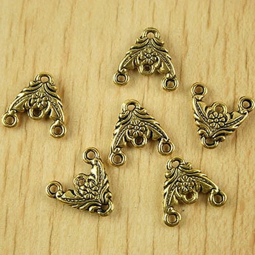 16pcs 13mm Dark Gold-tone 2sided Flower Connector Charms H2217 Charms