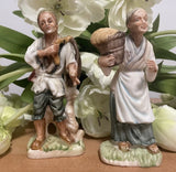 Vintage Rare  Napco Figurine Asian  Older Couple .  Ceramic. Excellent Condition Model
