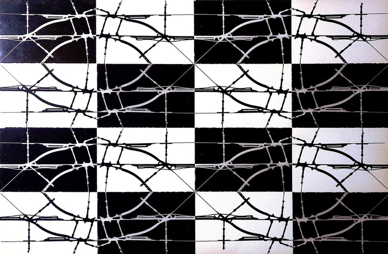 Vintage Art Board Photograph Abstract Black and White Geometric Pattern Design Model