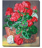 Bead embroidery kit Geranium needlework kit Art canvas beadwork pattern Model