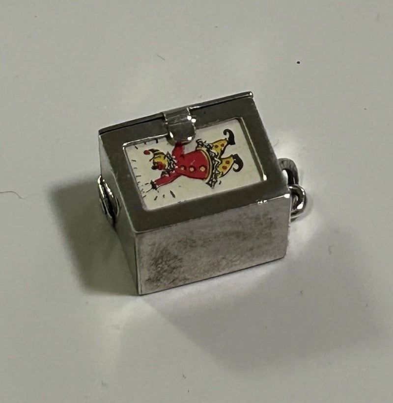 Vintage Stainless Silver ~ Deck of Cards Charm ~ Opens 52 Cards + Joker ~ Enamel Charms