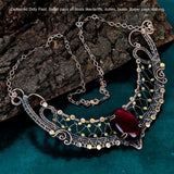 Copper Oval Red Fire Labradorite Gemstone Wedding Chain Unique Necklace Jewelry Charms