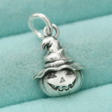 Pumpkin Wizard Witch Hat Charm Pendant Dangle  In 925 Sterling Silver Halloween Charms