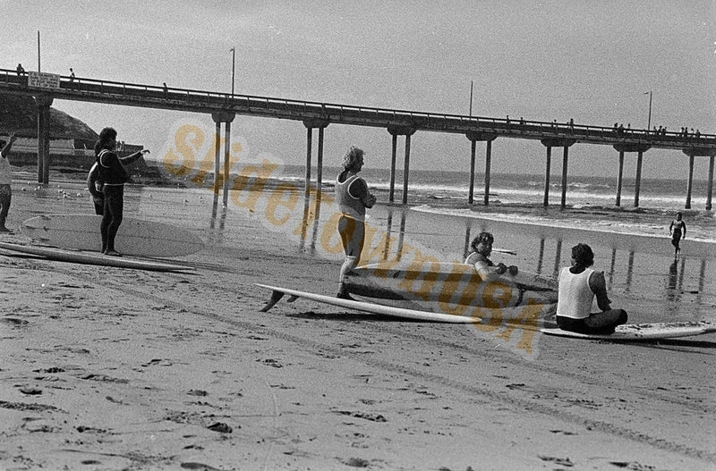 Vtg 35mm Negative Surfers Surfing Boards Beach Pier Ocean San Diego 1970s M-1159 Model
