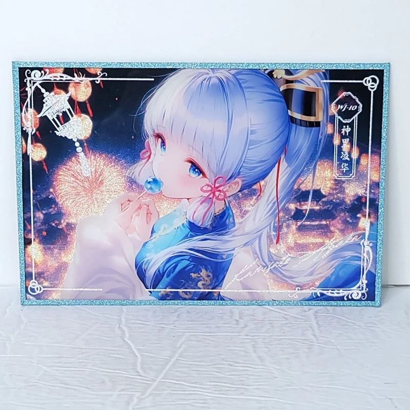 Ayaka Glitter Fire Work Premium Waifu Card Anime Girl Wall Art Oversize Board A5 Model