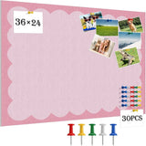 Scalloped Felt Bulletin Board 36" X 24" Pin Board for Wall, Pink Model