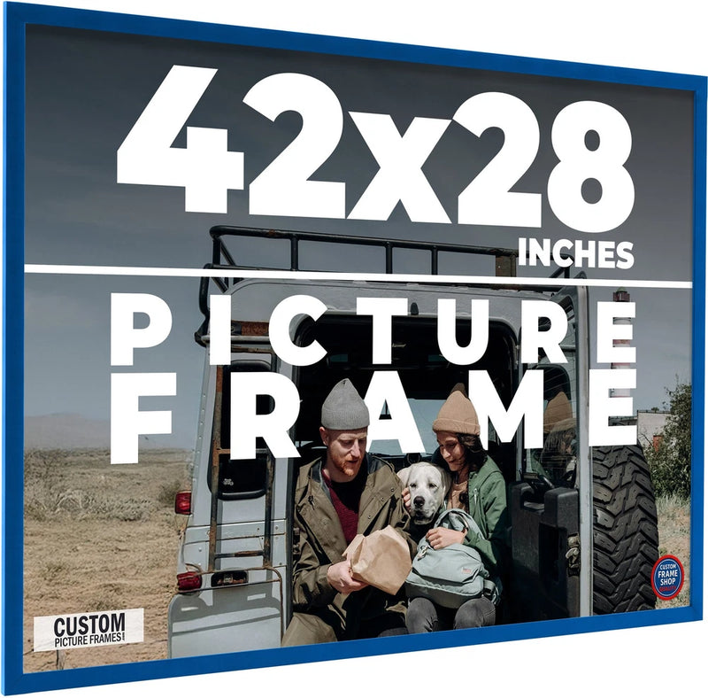 42x28 Frame Blue Solid Wood Picture Frame Width 0.75 Inches | Interior Frame Dep Model