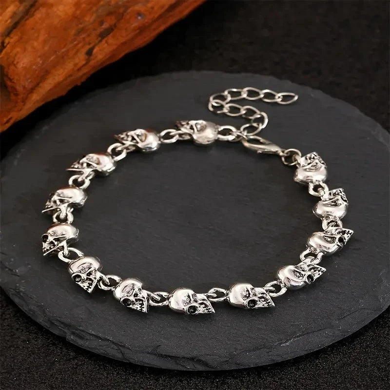 925 Sterling Silver Skull Punk Rock & Roll Biker Fashion Jewelry Charms Bracelet Charms