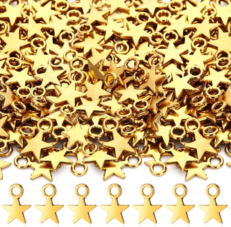 200 Pieces Star Tiny Charms Pendant Bulk for Necklace Bracelets Jewelry Charms