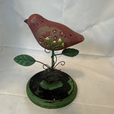 Carved Red Bird Wooden Display Figurine Leaf Nest Stand Home Decor Sculpture Model