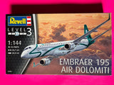 AIR DOLOMITI EMBRAER 195 AIRLINER MODEL KIT REVELL 1/144 SCALE NEW IN OPEN BOX!! Model