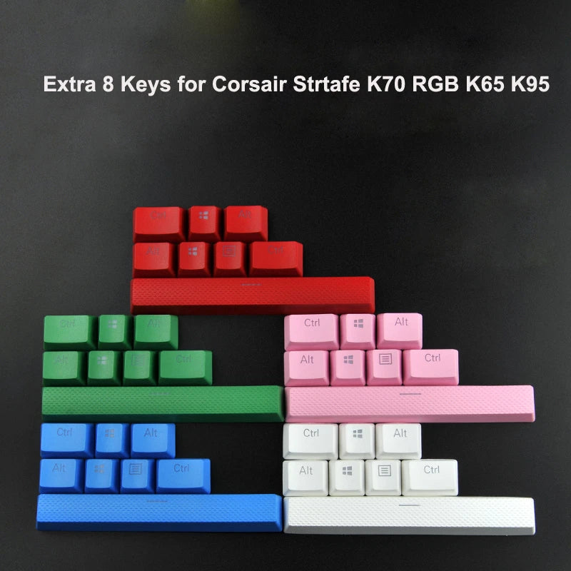 Extra 8 Keys Modifiers PBT KeyCaps for Corsair Strtafe K70 RGB K65 K95 Model