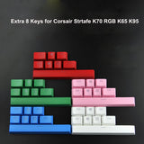 Extra 8 Keys Modifiers PBT KeyCaps for Corsair Strtafe K70 RGB K65 K95 Model