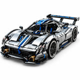 KAVOWORLD 3526PCS 1:8 Silver Blue Sports Car Building Blocks Model Toy Kit Model