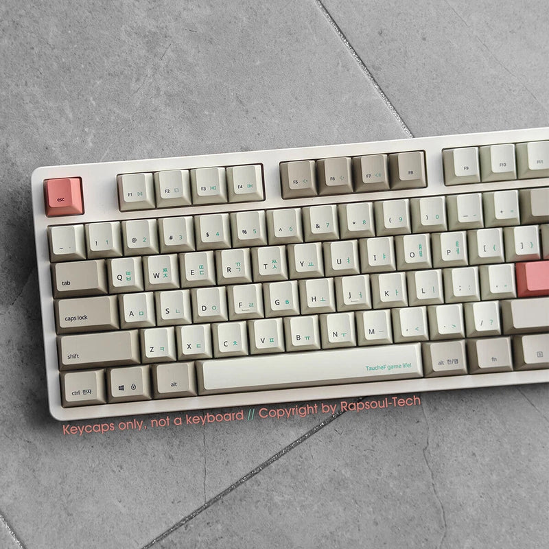 White Gray Retro PBT Keycaps Set for 60% 87 104 Cherry MX Mechanical Keyboards Model