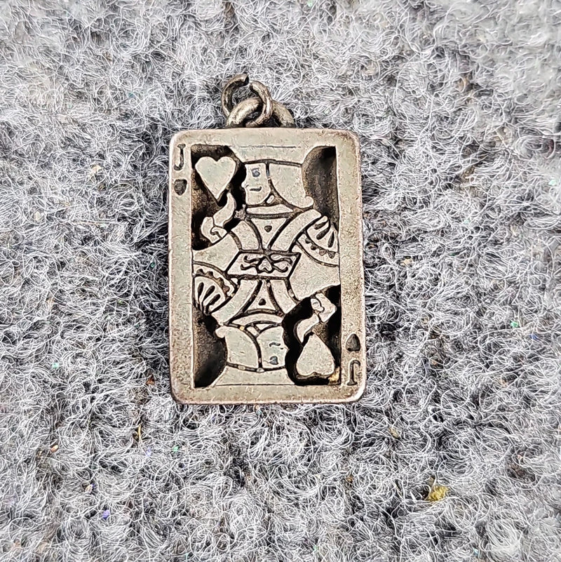 VTG Sterling Jack Of Hearts 3D Playing Cards Gambling Charm Charms