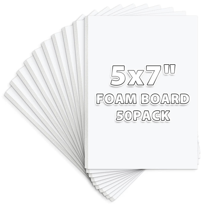 50 Pack 5x7 White Frame Backer Boards Acid-Free Print Backer Sheets Foam Model
