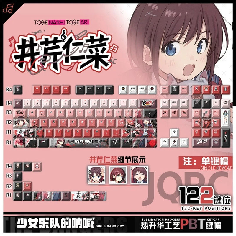 Anime Girls Band Cry Iseri Nina Theme Keycap 122pcs Set for Mechanical Keyboard Model