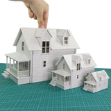 1pc O HO N Scale Model Village House White Unassembled Architectural Building Model