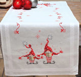DIY Vervaco Christmas Gnomes Elves Song Stamped Cross Stitch Table Runner Kit Model