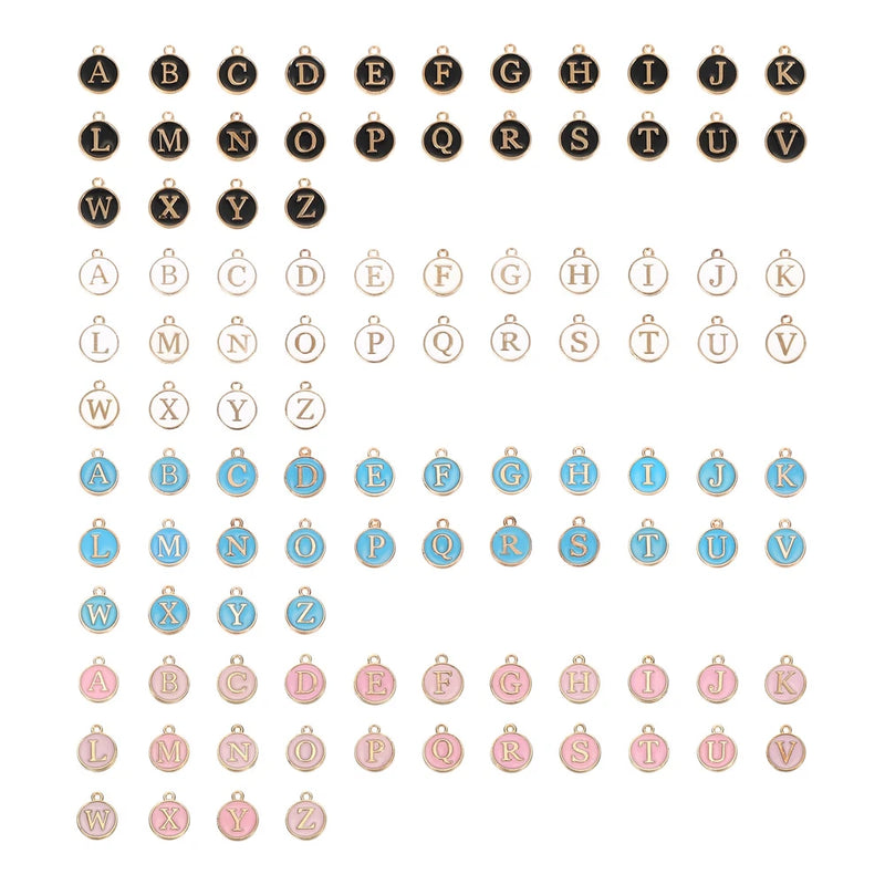 Jewelry Making Charm, 104 Pack Metal Alphabet Pendants a to Z Enamel, 4 Colors Charms