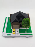 Mini Black/Brown Suburban House Model 3 Bundle- Included w/ Base, Cars, & Trees Model