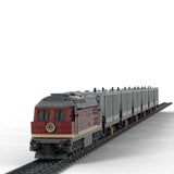 Container Freight Train Set Model with Multiple Wagons Building Kit 6511 Pcs Model