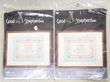 2 YOUR BABY'S SAMPLER Cross-Stitch Embroidery KITS 803502 Vint. BIRTH Good Shep. Model