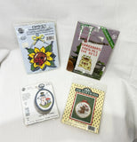 Four Small Cross Stitch Kits NOS Home Decor Gift Ideas Model